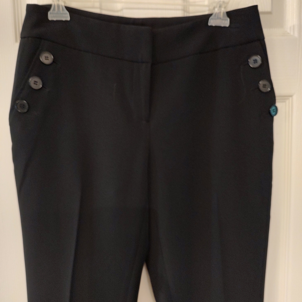 Kasper Black Button-Accent Women's Trousers